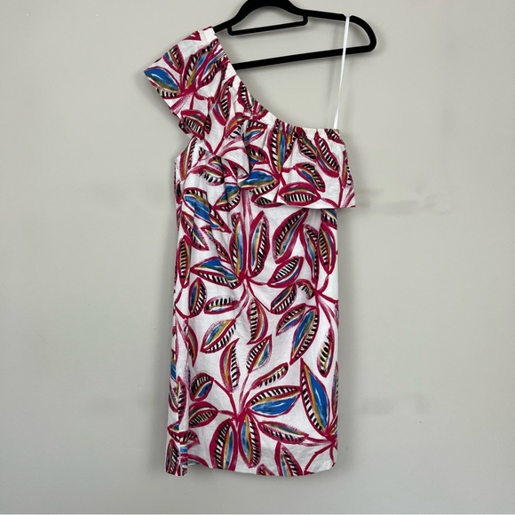 J.CREW TROPICAL FLORAL ONE RUFFLE SHOULDER MINI DRESS SIZE XS - Picture 9 of 13